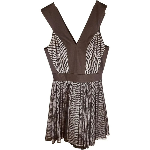 Robert Rodriguez Zebra Stripe Lace Sleeveless Flared Dress - Picture 3 of 14